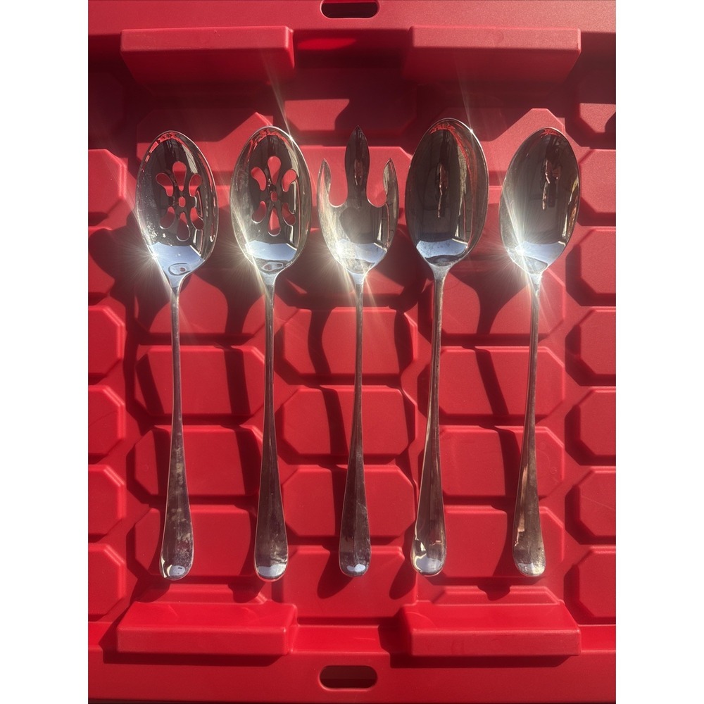 Vintageβ Godinger Silver Art Co Serving Utensils Set 5pc Silver Plated Slotted